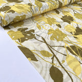 Light And Lush Honeyveil White Yellow Leaf Print Viscose Twill Turkish Fabric Bolt
