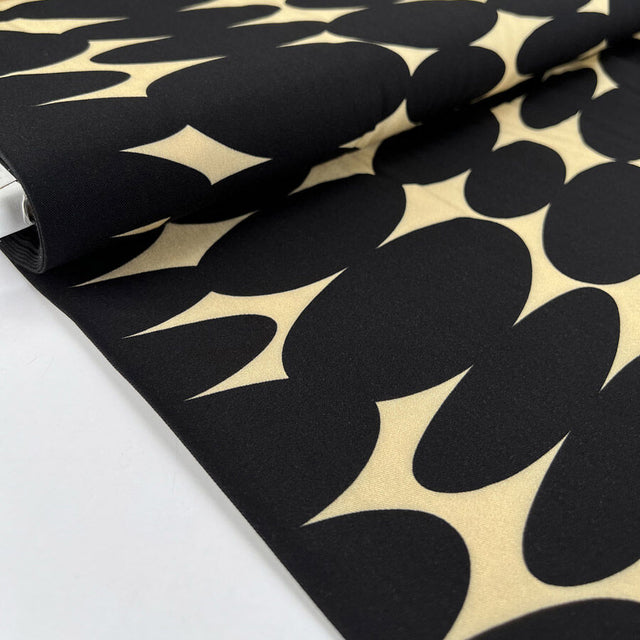 Light And Lush Pebble Echo Black Beige Viscose Twill Turkish Fabric Bolt