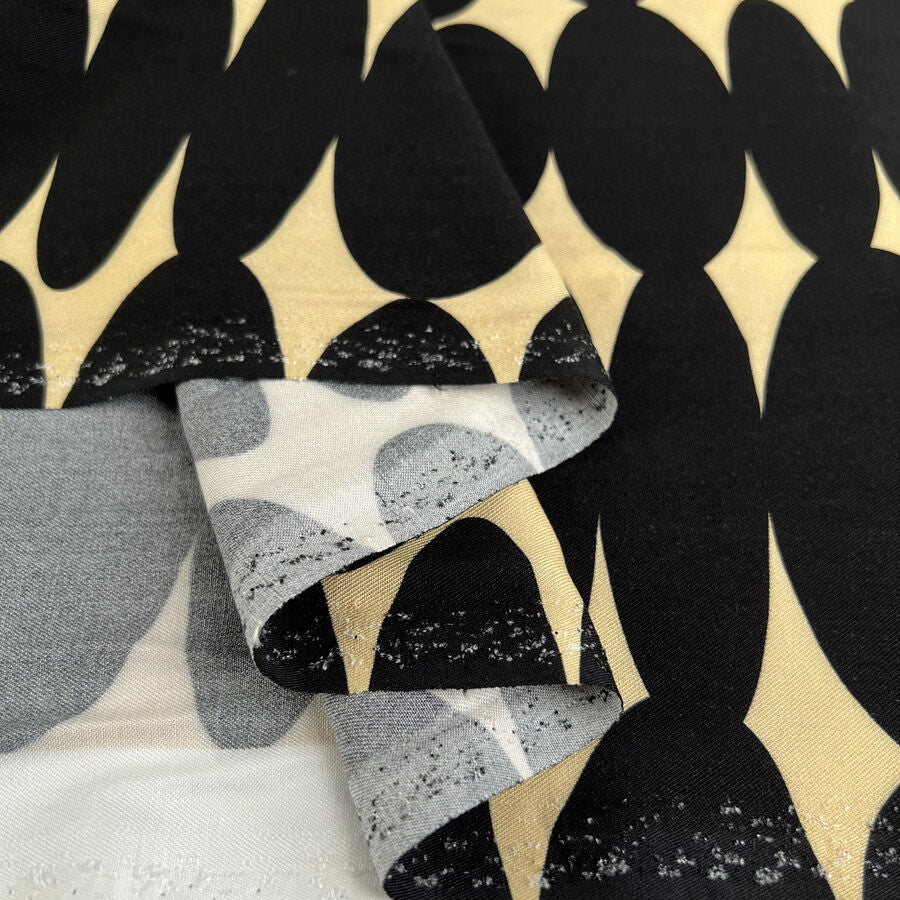 Light And Lush Pebble Echo Black Beige Viscose Twill Turkish Fabric Fold