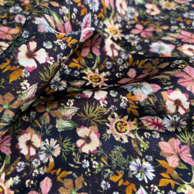 Lightweight 100 viscose satin floral fabric new england ii cu