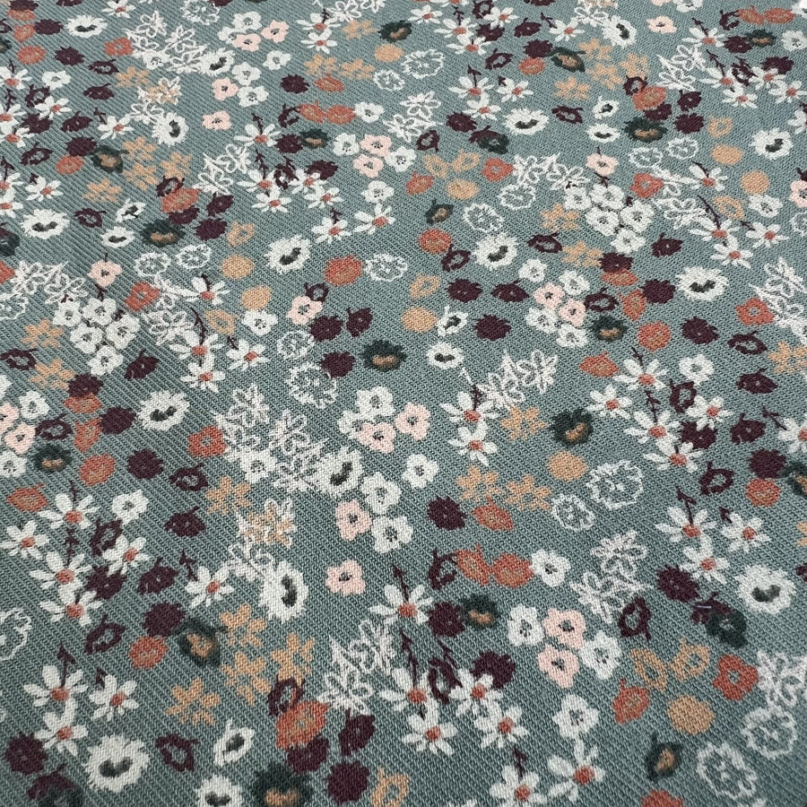 Liliana Cotton Twill Duck Egg Blue Floral Print Dress Fabric