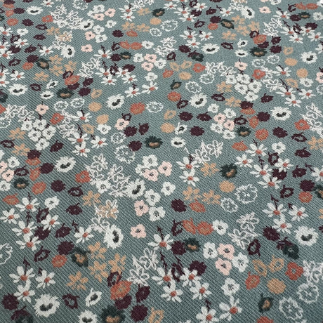 Liliana Cotton Twill Duck Egg Blue Floral Print Dress Fabric