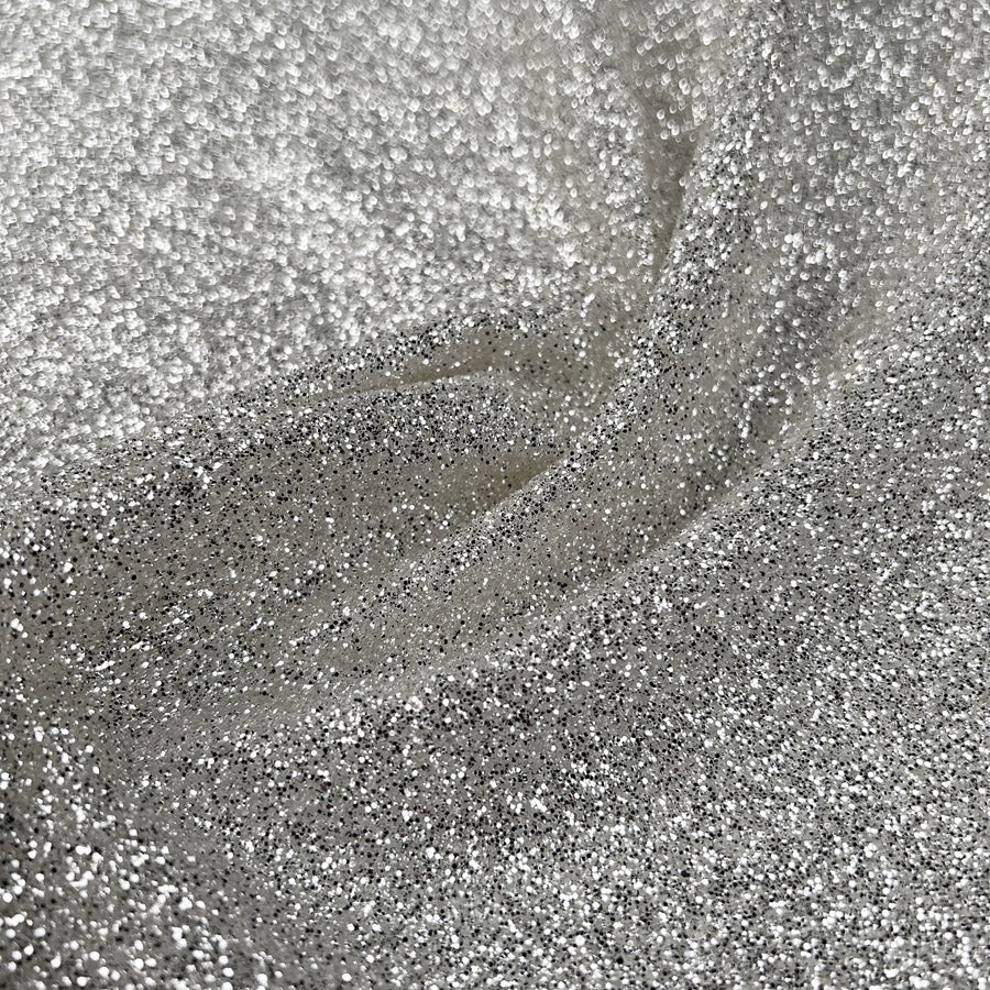 Lily Chrystal Polyester Sparkly Silver Glitter Net Dress Fabric Cu F670B652 8227 4B56 B1A0 A9249342D0C7