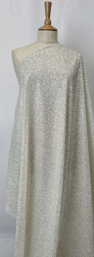 Lily Chrystal Polyester Sparkly Silver Glitter Net Mesh Dress Fabric 3
