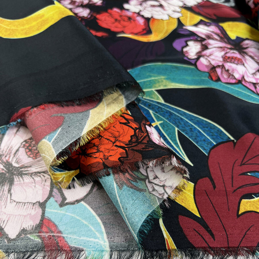Limited Edition Addicted To You Polyester Floral Abstract Pink Blue Lightweight Dress Fabric Fold
