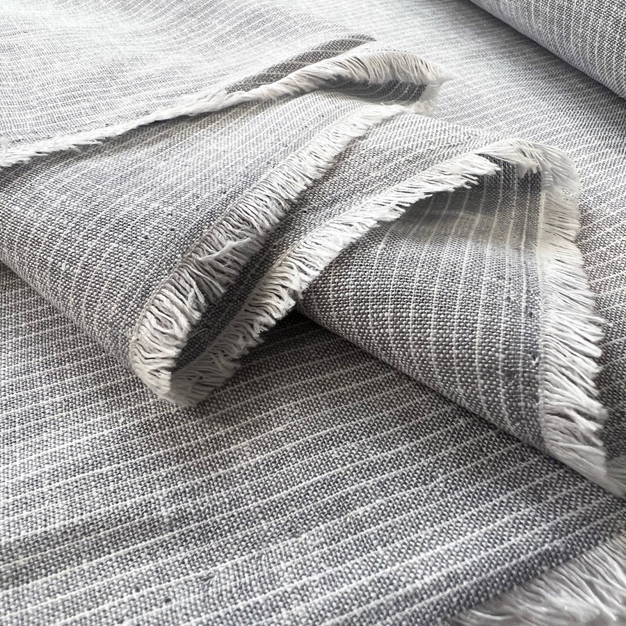 Linen Cotton Blend Dress Fabric Grey White Stripe Dont Be Noisy Fold 9De1235C A7F6 4900 Bfc2 931513232205