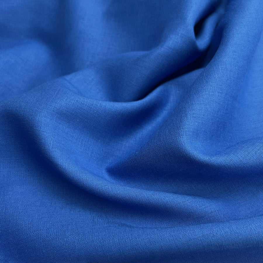 Linen Fusion Royal Viscose Blend Plain Dress Fabric