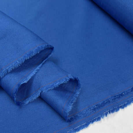 Linen Fusion Royal Viscose Blend Plain Dress Fabric Fold