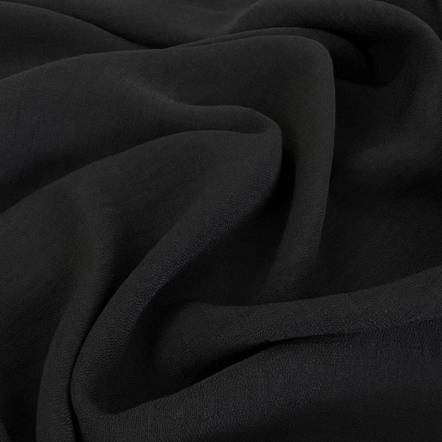 Linen Look Black Polyester Dress Fabric