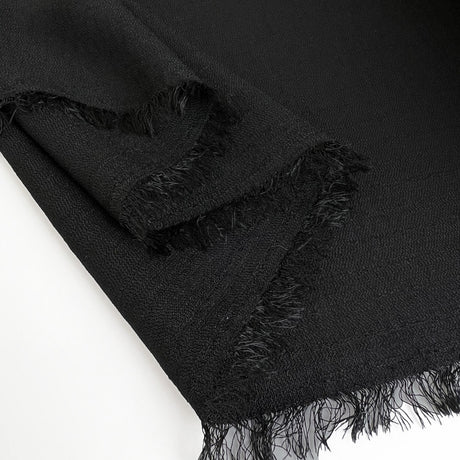 Linen Look Black Polyester Dress Fabric Fold
