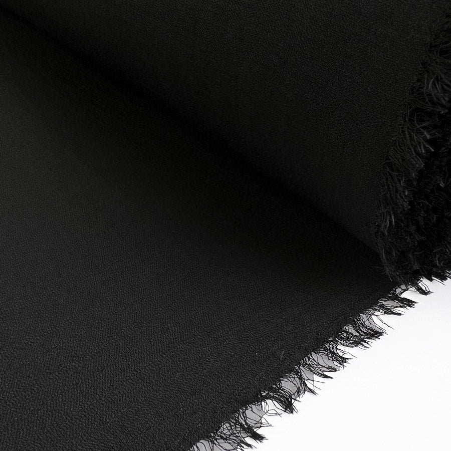 Linen Look Black Polyester Dress Fabric Roll