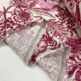 Linen Viscose Slub Butterfly Pink White Floral Woven Dress Fabric Fold