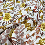 Linen Viscose Slub Golden Harvest White Floral Woven Dress Fabric
