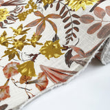 Linen Viscose Slub Golden Harvest White Floral Woven Dress Fabric Roll