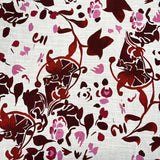 Linen Viscose Slub Wild Berry Pink White Floral Woven Dress Fabric Print