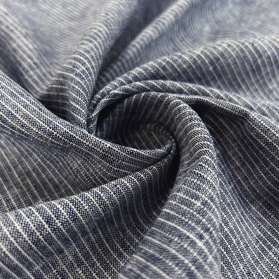 Linencotton Striped Dress Fabric  Don T Be Noisy Indigo Twist