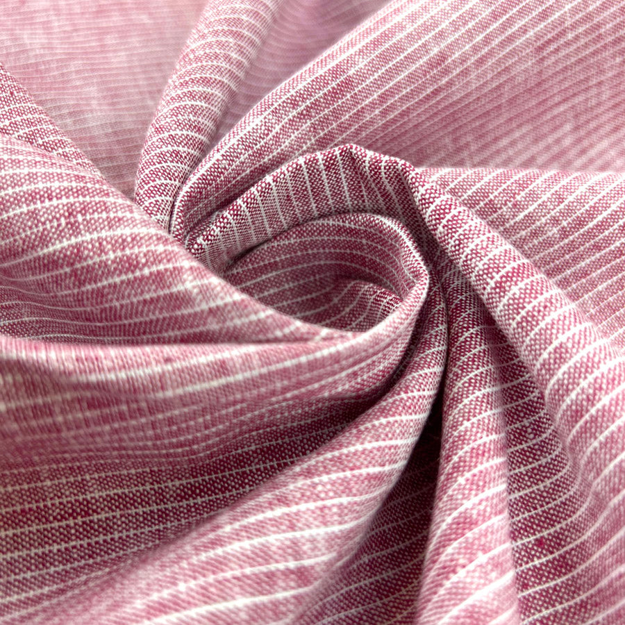 Linencotton Striped Dress Fabric  Don T Be Noisy Red Twist