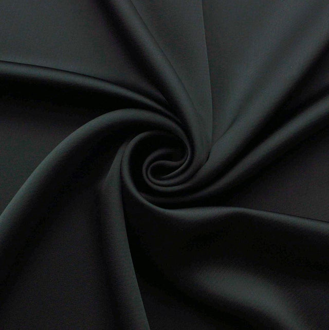 Liquid Black Polyester Satin Crepe Black Dress Fabric Drape Close Up Fabric Photo