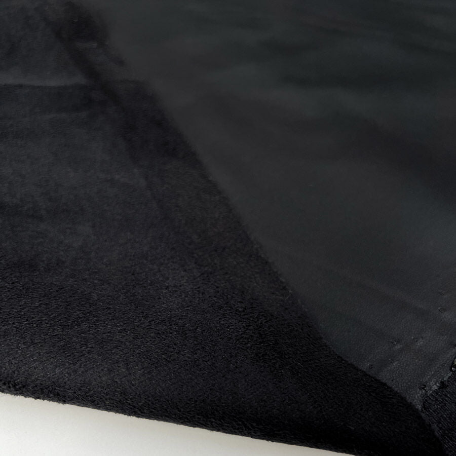Listen Carefully Black Polyamide Velvet Ribbed Leather Dress Fabric