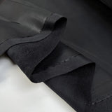 Listen Carefully Black Polyamide Velvet Ribbed Leather Dress Fabric Fold
