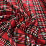 Loch plaid red cotton tartan check twill shirting fabric cu