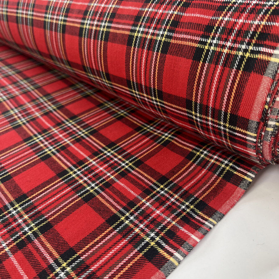 Loch plaid red cotton tartan check twill shirting fabric roll