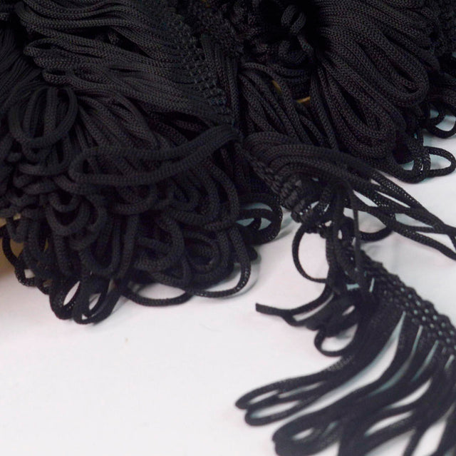 Loop Fringe Trim Edging Black Sewing Craft Fabric Cu