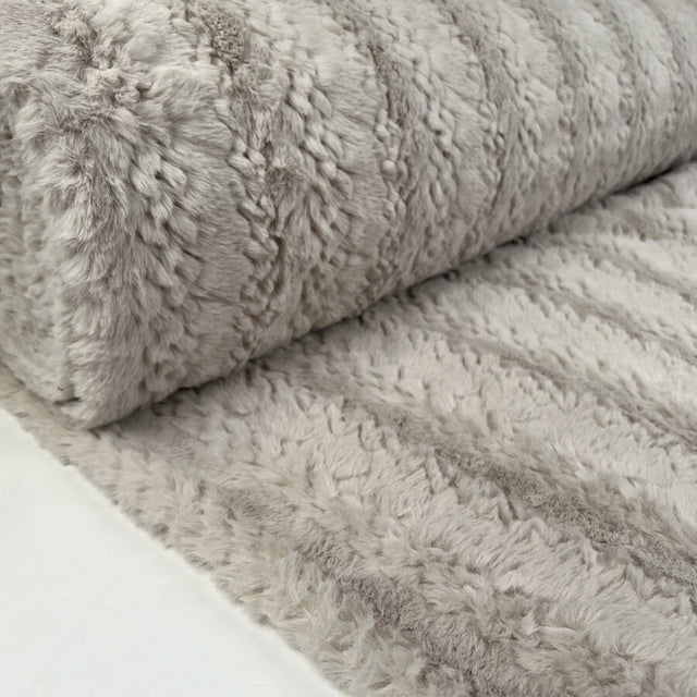 Lora Faux Fur Nude Polyester Soft Stripe Coating Fabric Bolt