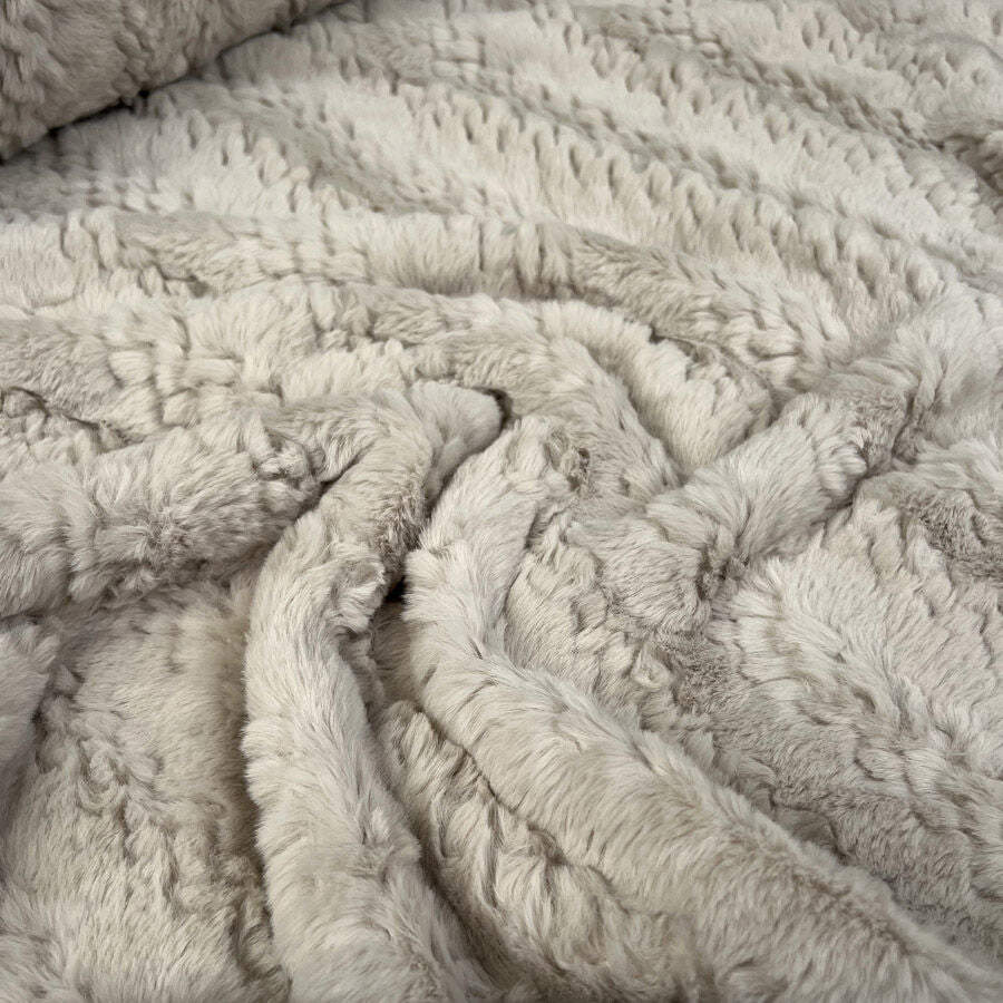 Lora Faux Fur Nude Polyester Soft Stripe Coating Fabric