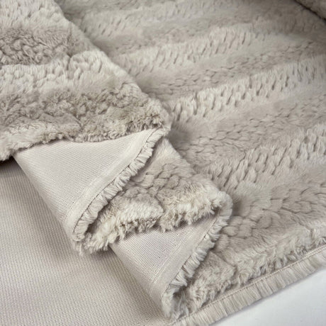 Lora Faux Fur Nude Polyester Soft Stripe Coating Fabric Fold