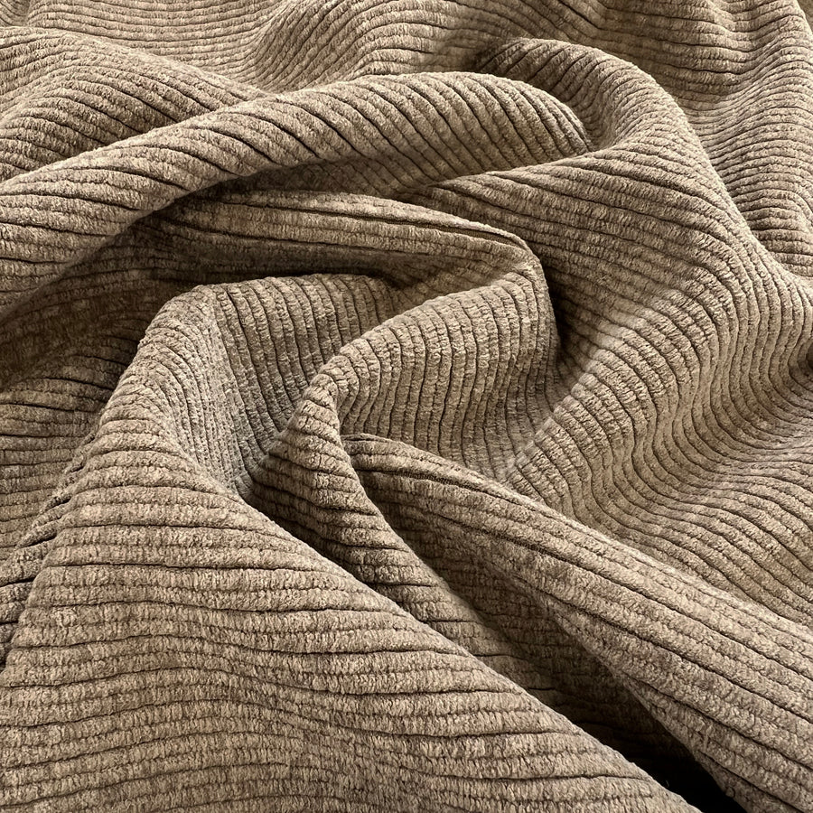 Lost Cord Polyester Polyamide Lycra Brown Beige Corduroy Striped Woven Fabric Cu 2