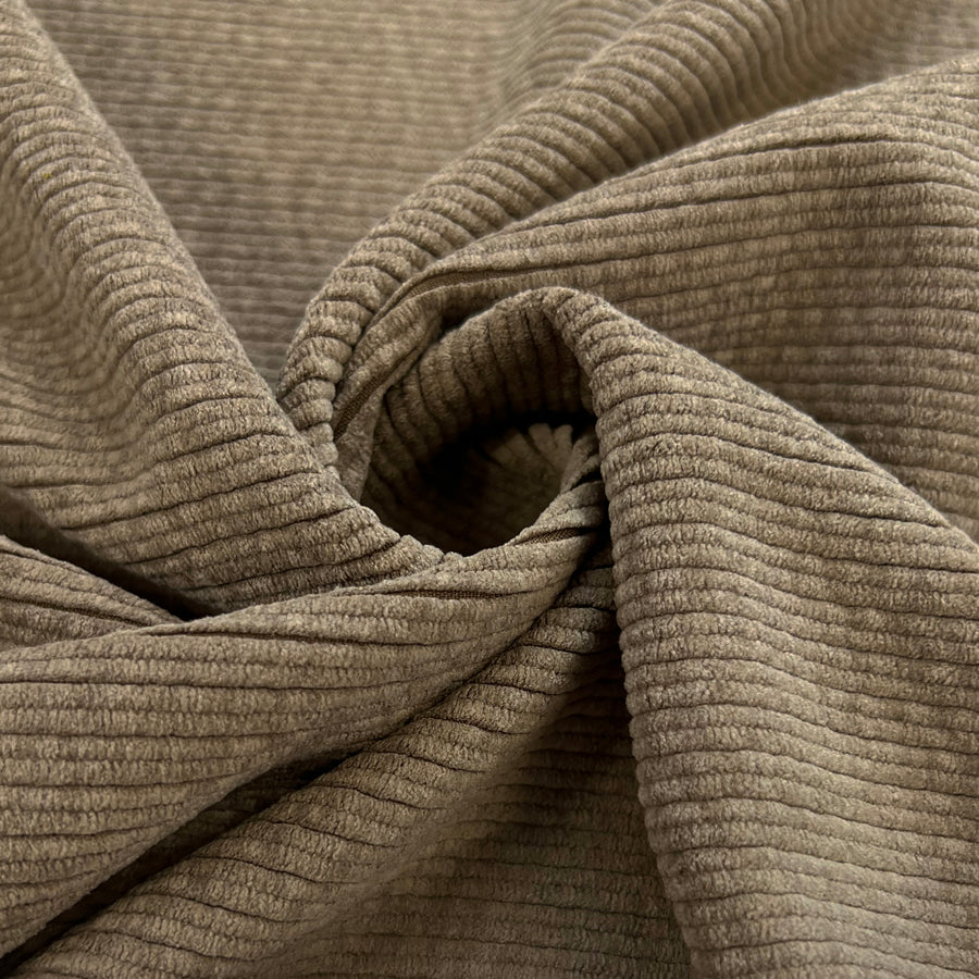 Lost Cord Polyester Polyamide Lycra Brown Beige Corduroy Striped Woven Fabric Twist 2