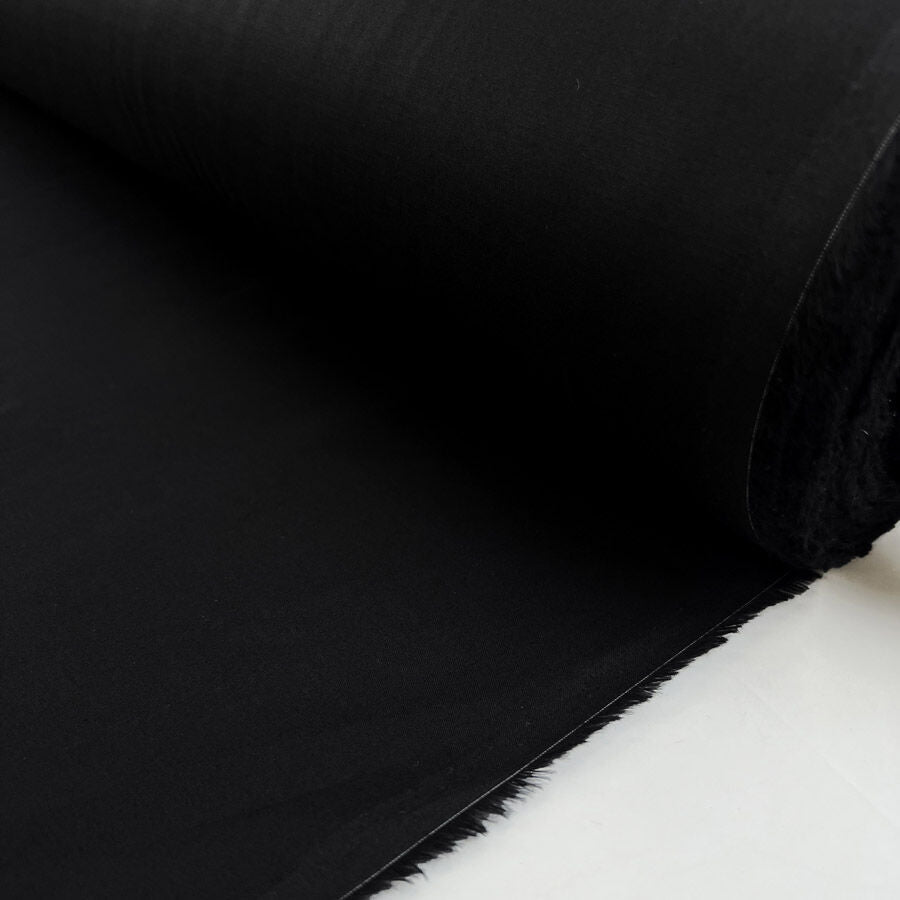 Lovely Lawn Black Cotton Deadstock European Woven Dress Fabric Roll