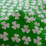 Lucky Clover Green Poly Cotton Dress Fabric Cu