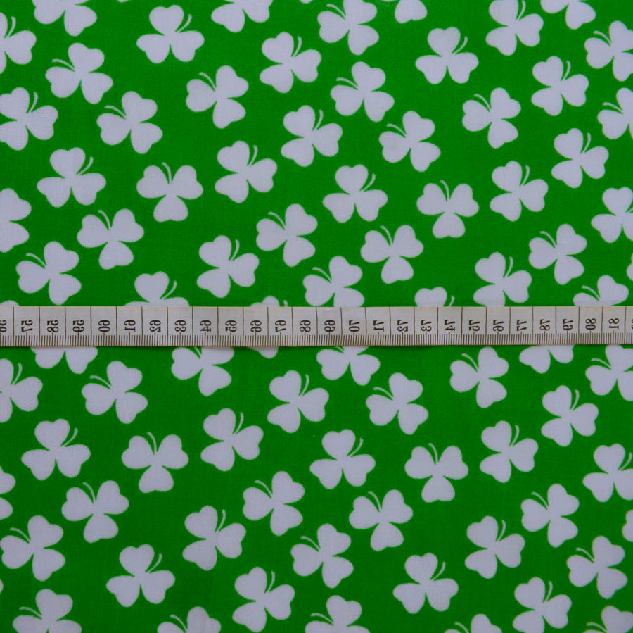 Lucky Clover Green Poly Cotton Dress Fabric S