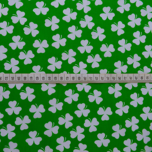 Lucky Clover Green Poly Cotton Dress Fabric S