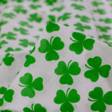 Lucky Clover White Poly Cotton Dress Fabric Cu