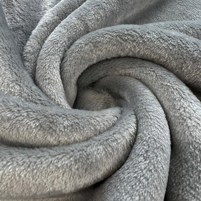 Luscious Fleece Silver Grey Soft Fabric Twist