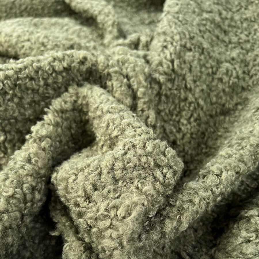 Luxury Heavy Boucle Sage Green Soft Polyester Coating Fabric