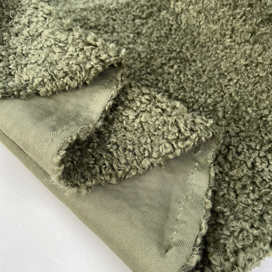 Luxury Heavy Boucle Sage Green Soft Polyester Coating Fabric Fold