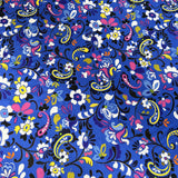 Luxury Italian Silk Livia Blue Pink Floral Paisley Deadstock Dress Fabric Print