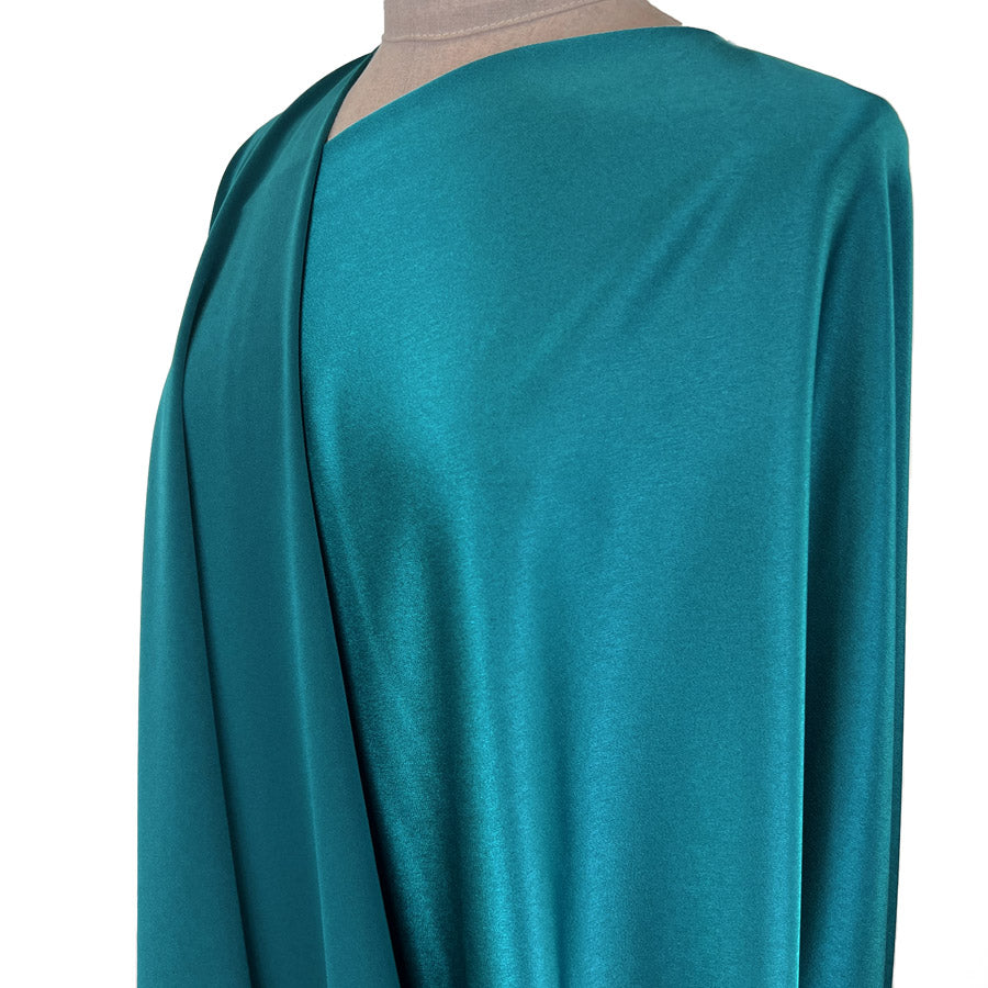 Luxury Satin Backed Crepe Jade Dressmaking Fabric Side