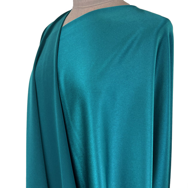 Luxury Satin Backed Crepe Jade Dressmaking Fabric Side