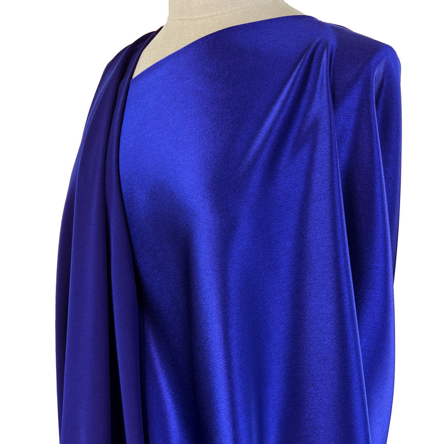 Luxury Satin Backed Crepe Royal Blue Dressmaking Fabric Side