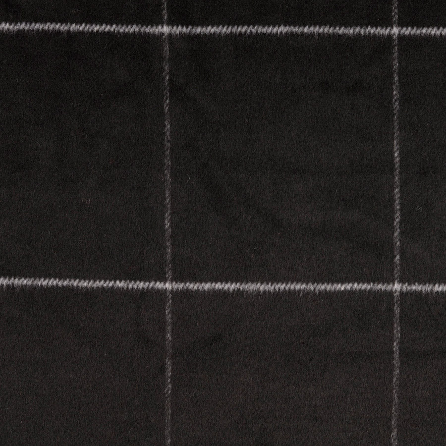 Madison Black Wool Polyester Check Coating Fabric