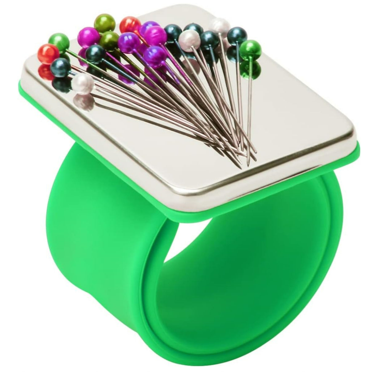 Magnetic Pin Cushion Wrist Strap Multi Colours Sewing Accessory Green