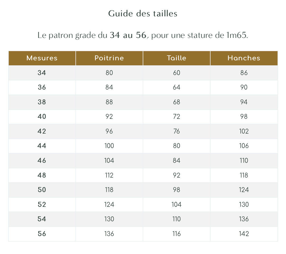 Maison Fauve Size Chart 34 56