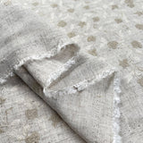 Marigold Viscose Polyester Linen Floral Embroidered Sand Beige Dress Fabric Fold