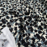 Marineblu Viscose Camo Blue Black Cream Italian Deadstock Dress Fabric