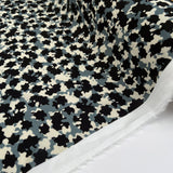 Marineblu Viscose Camo Blue Black Cream Italian Deadstock Dress Fabric Roll